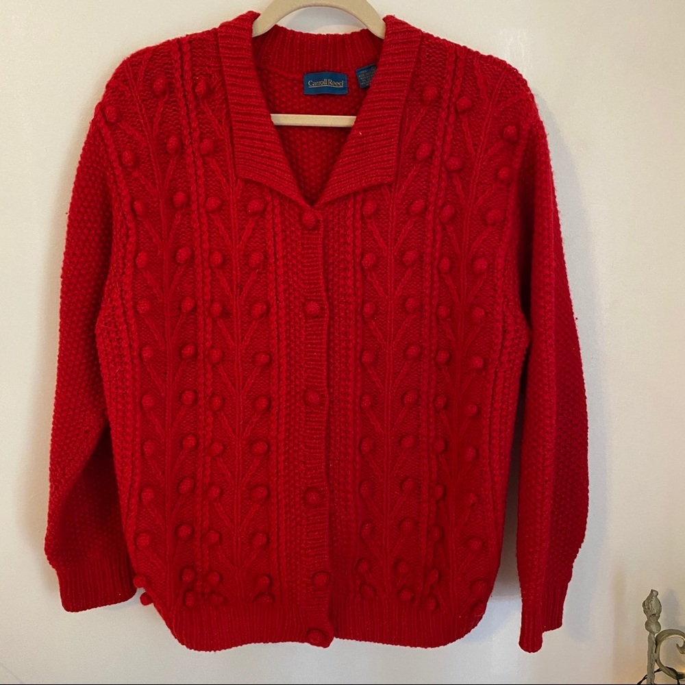 Vintage Red Cable Knit Cardigan - Picture 7 of 9